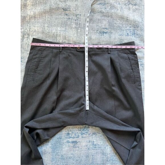 Zanella Charcoal Gray Duncan Pleated Front Cuffed Hem Wool Slacks 42 x 30 - Picture 5 of 7